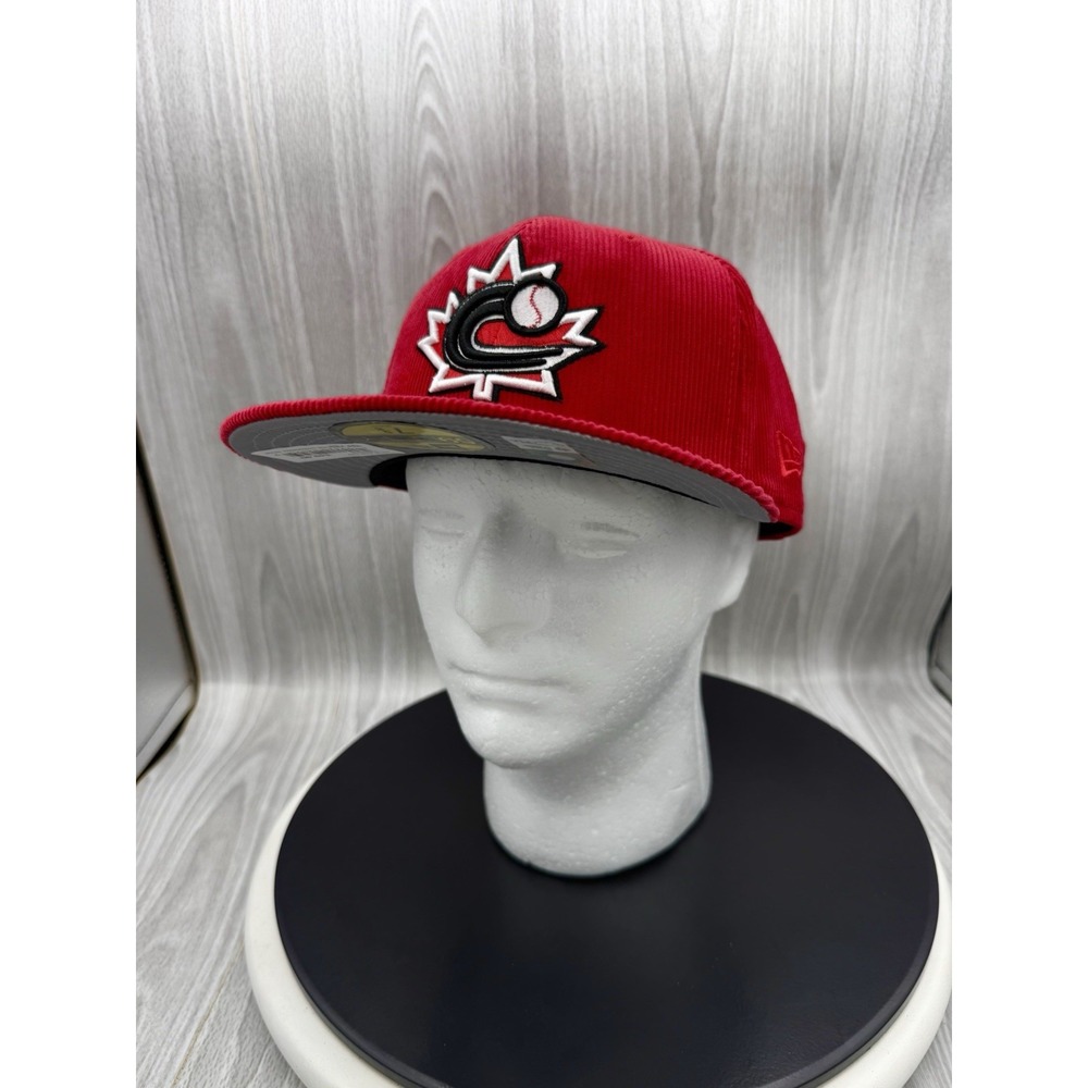 New Era Canada World Baseball Classic Red Corduroy 59FIFTY Fitted Hat 7 5/8 NEW